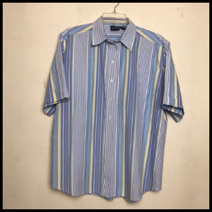 Allison & Co Crisp Cotton Striped Button Front Blouse Size L